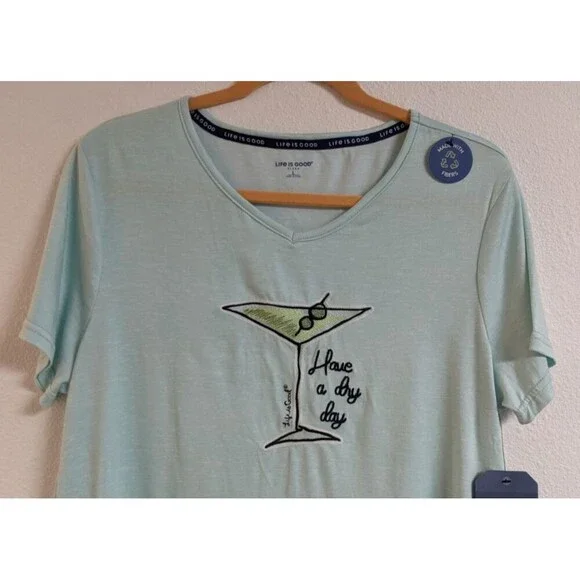 NWT~Women's Life Is Good "Martini" Theme Super Soft & Cozy Sleep Shirt L - Picture 3 of 9